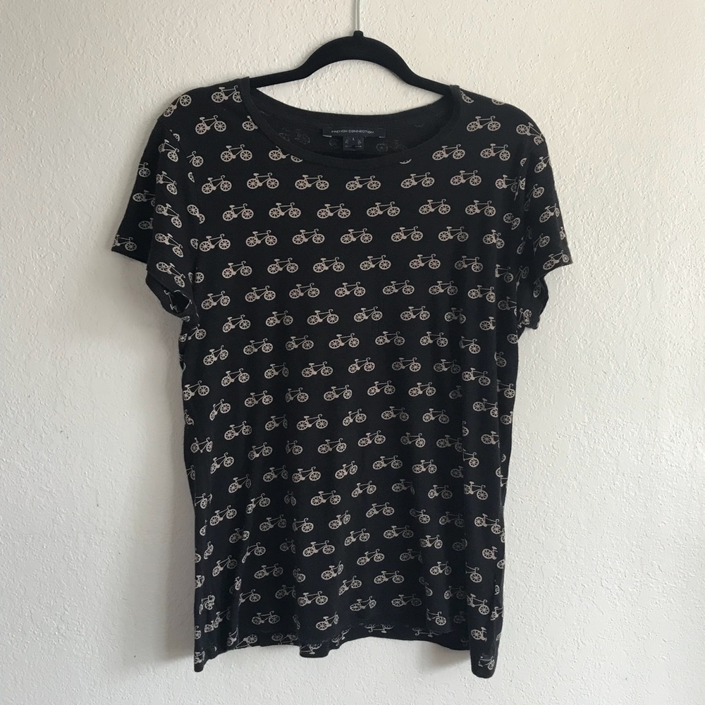 French Connection bicycle bike shirt black cream